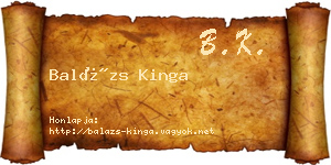 Balázs Kinga névjegykártya